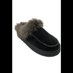 Journee Women's Taran Sherpa Round Toe Mule Slippers Black - Medium